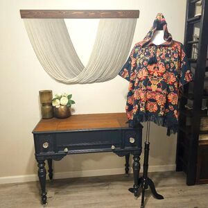 Rapsodia Jacquard Argentinian Hooded Fringed Poncho Sz OS